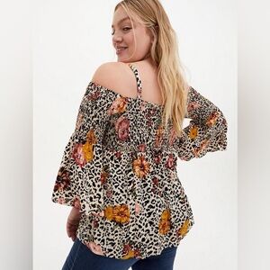 smocked cold shoulder top